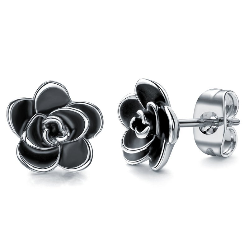 AllenCOCO Rose Flower Stud Earrings for Sensitive Ears Hypoallergenic, Cute Gold And Silver Ear Studs for Women Jewelry Gifts, Nickel Free Earrings - Image 1